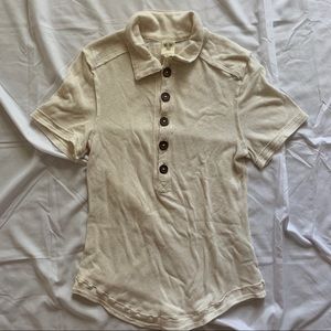 WE THE FREE CREAM BUTTON DOWN HENLEY TOP